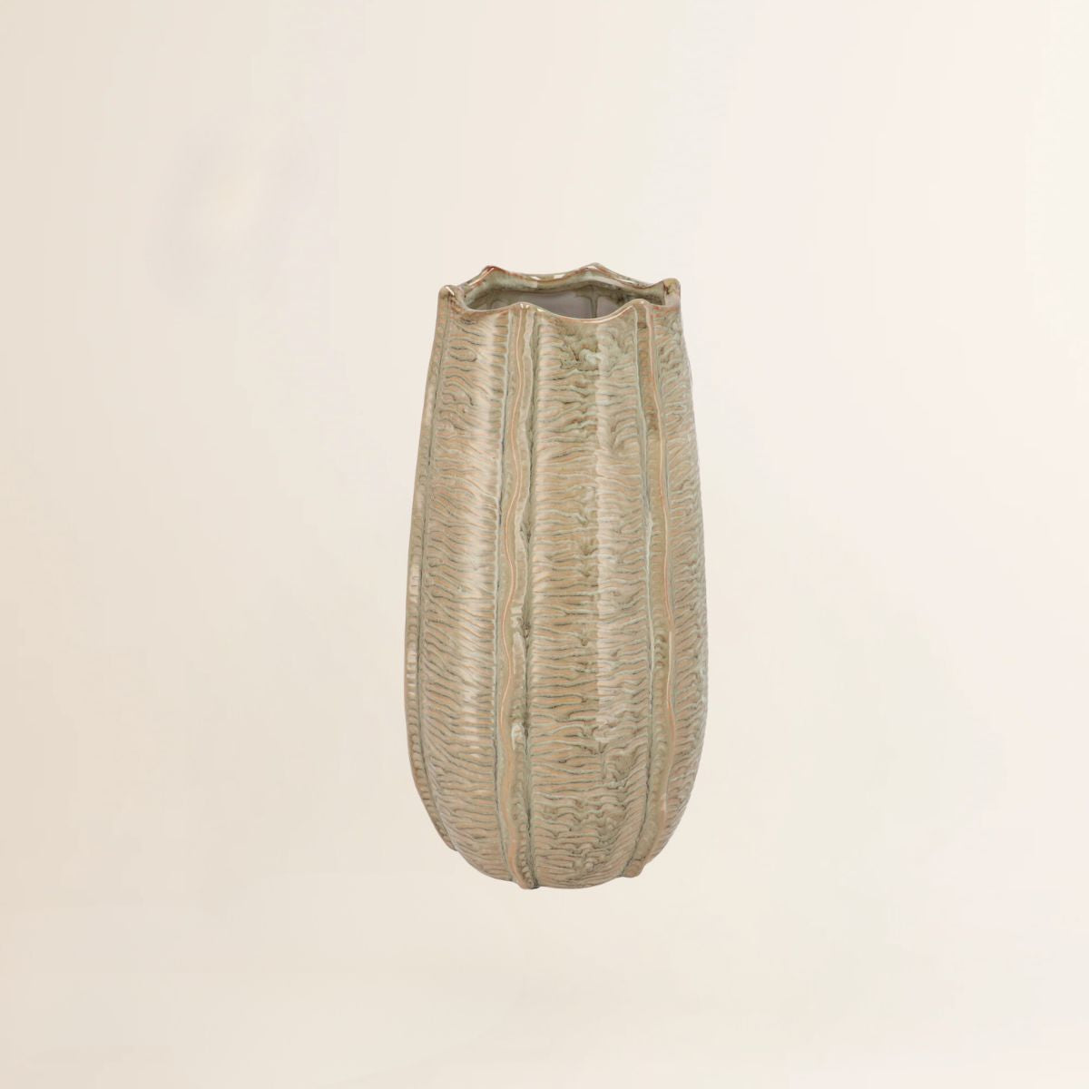 Sifan groen structuurvaas 17x17x31 cm