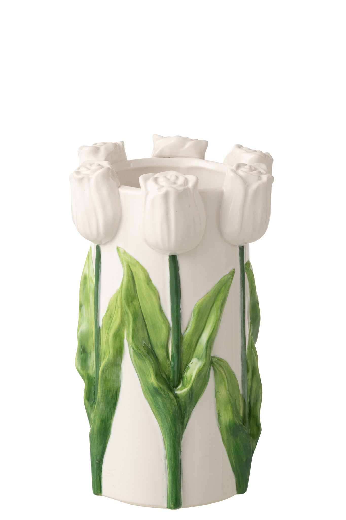 Vase-Tulip-Ceramic-White/Green1