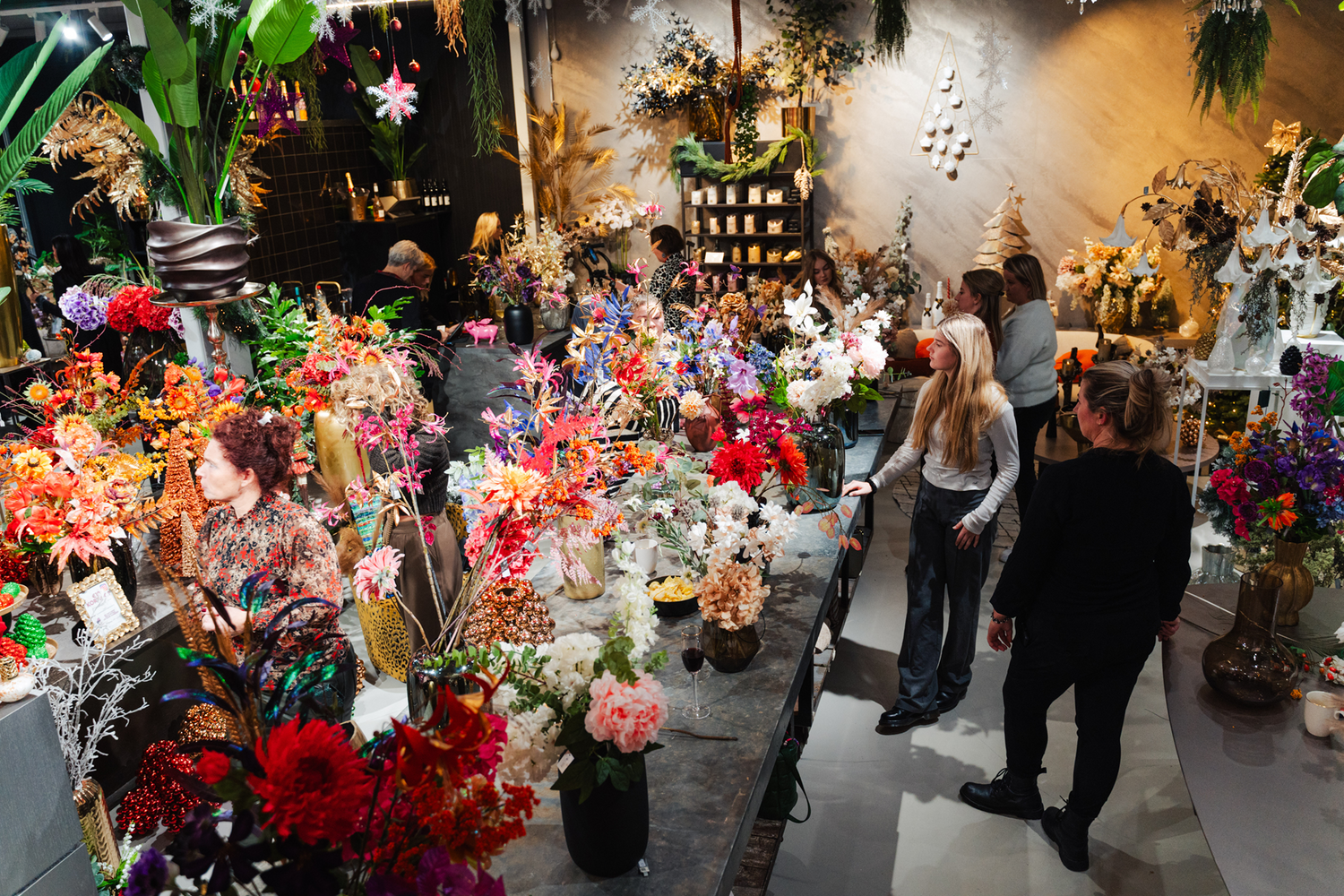 Zijden bloemen workshop bloemschikken