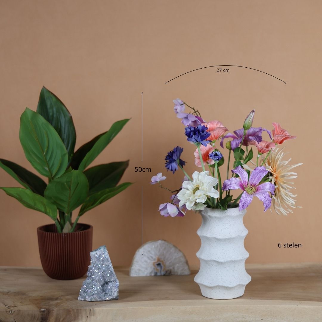 Zijden boeket - Mini Pastel inclusief vaas.