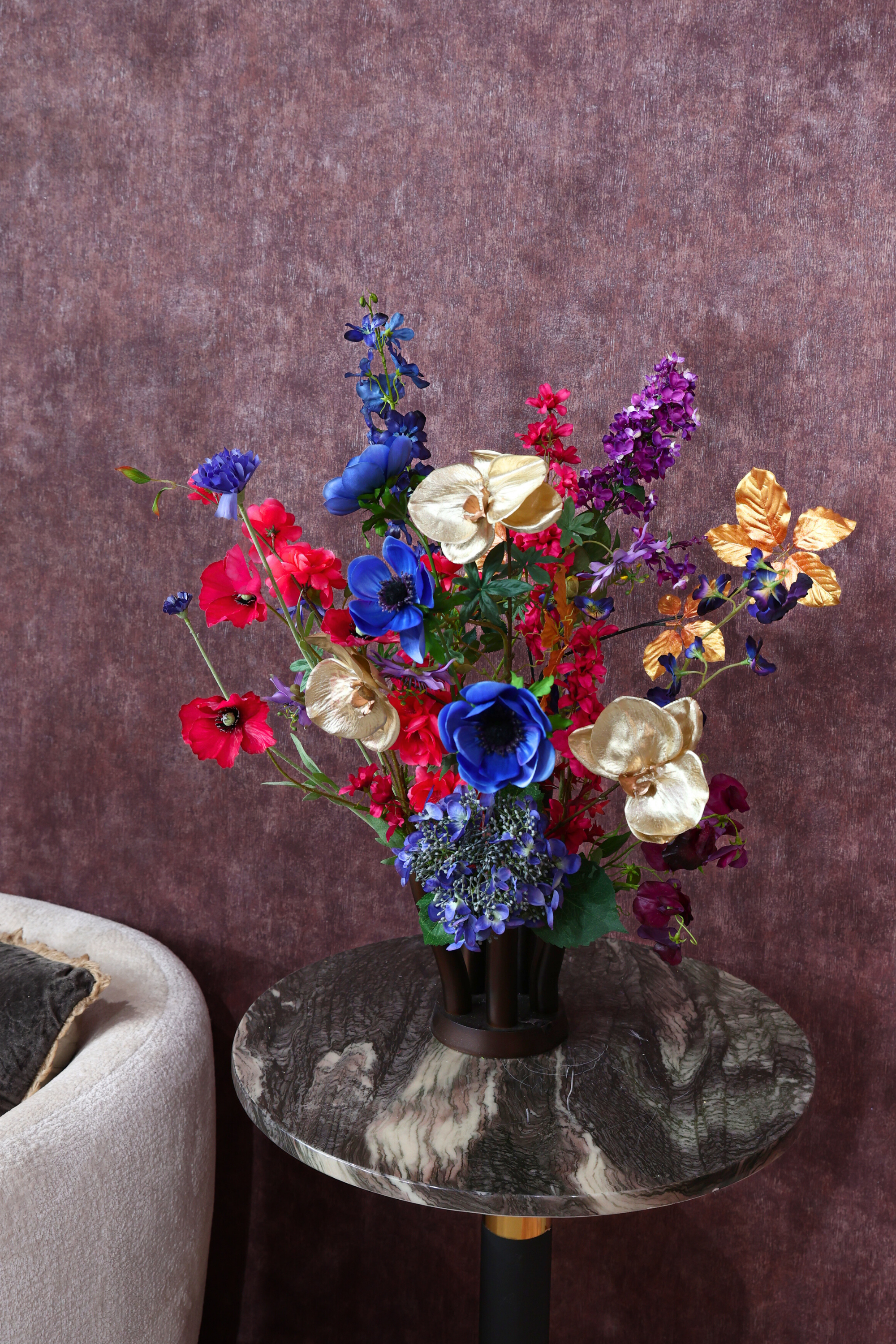 Zijdenboeket Celestial - incl vaas! - Kunstbloemen boeket - zijden bloemen