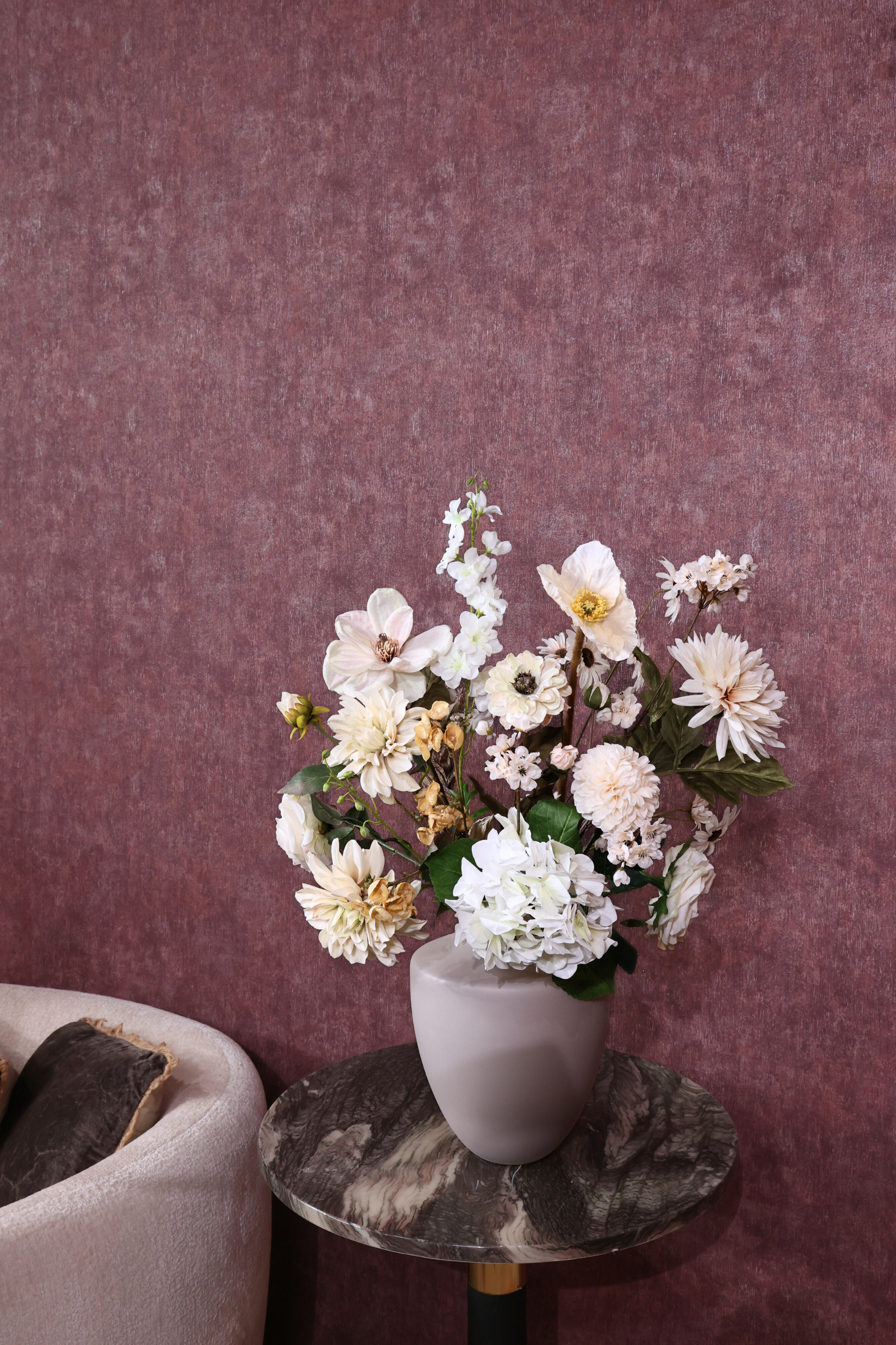 Zijdenboeket Nudéé - Kunstbloemen boeket - zijden bloemen