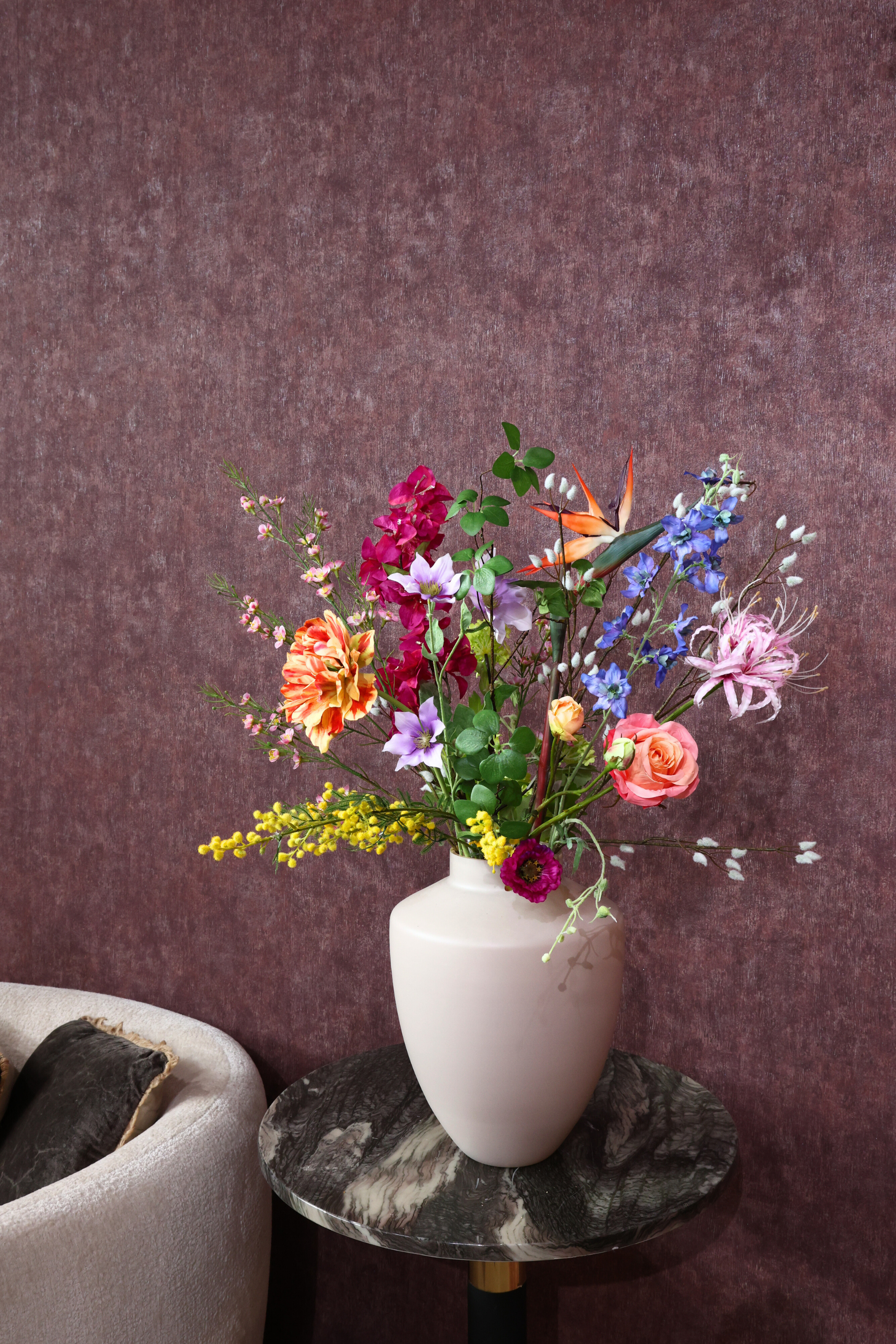 Zijdenboeket Vive - Kunstbloemen boeket - zijden bloemen