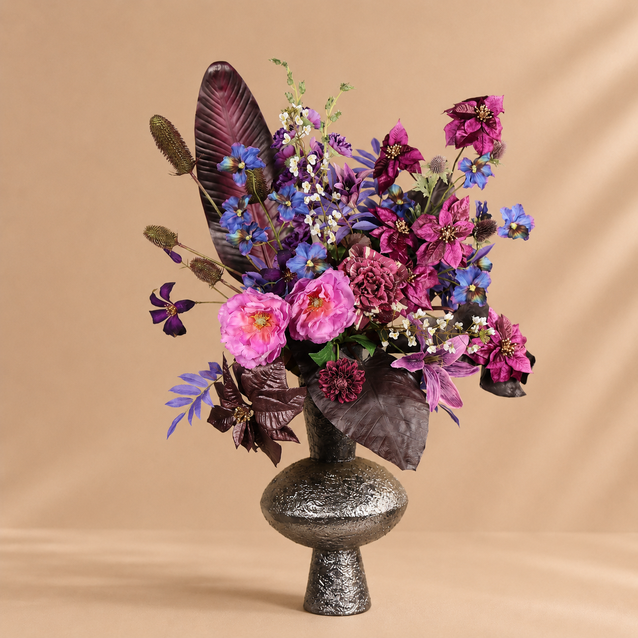 Zijden boeket Midnight Orchid -incl vaas
