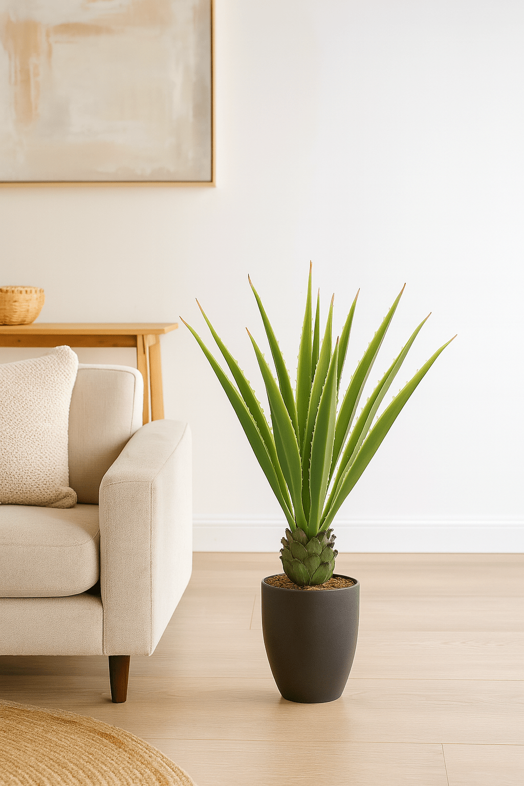 Agave Off - White Edge Pot Artificial Green - Luxe zijden bloemen boeket - Kunstbloemen van Sharon Flowers