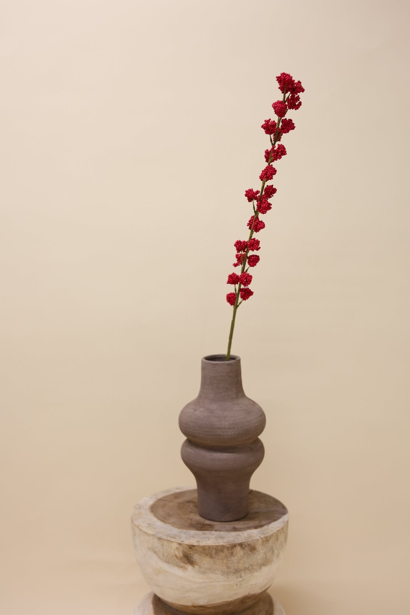 Bessentak rood 98cm - Luxe zijden bloemen boeket - Kunstbloemen van Sharon Flowers