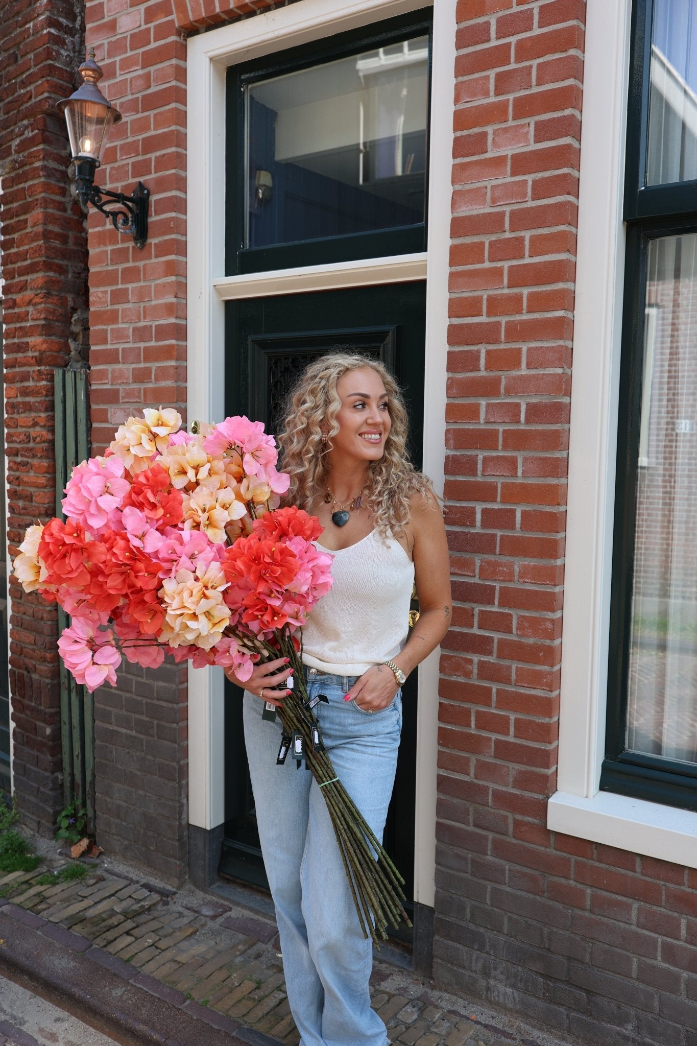 Bougainvillea - zijdenbloemen - kunstbloemen - 111 cm - Luxe zijden bloemen boeket - Kunstbloemen van Sharon Flowers