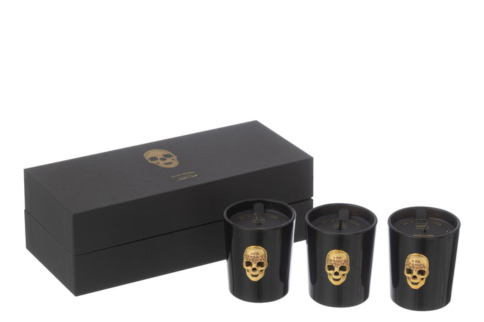 Box Of 3 Scented Candle Skull Nuit Noire-16Hours