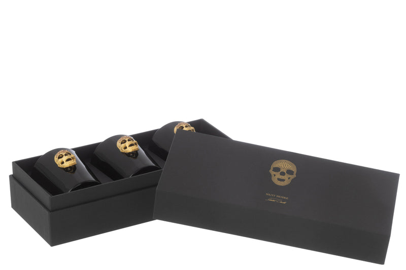 Box Of 3 Scented Candle Skull Nuit Noire-16Hours