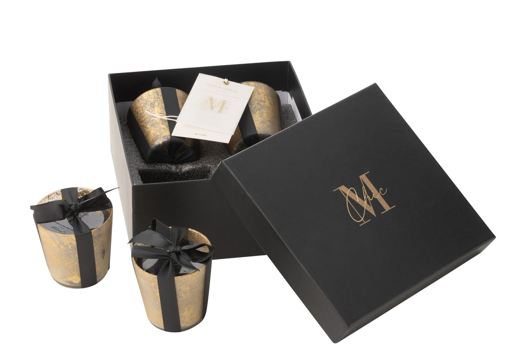 Box Of 4 Scented Candle M-Chic Glass Gold/Black-20H