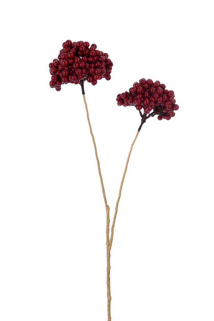 Branch 2 Flowers Berries Plastic Red/Gold