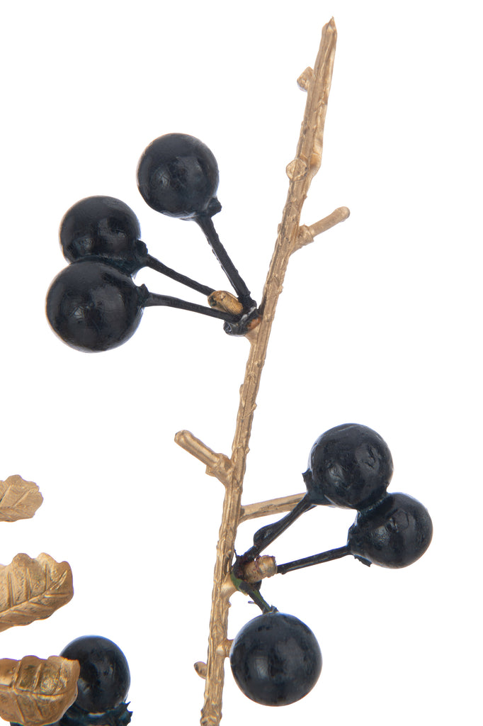 Branch Berries+Leaves Plastic Dark Blue/Gold