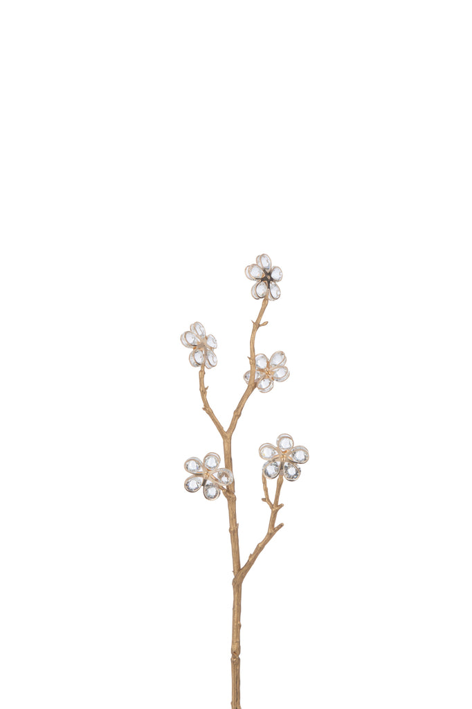 Branch Crystal Flowers Plastic Gold Small