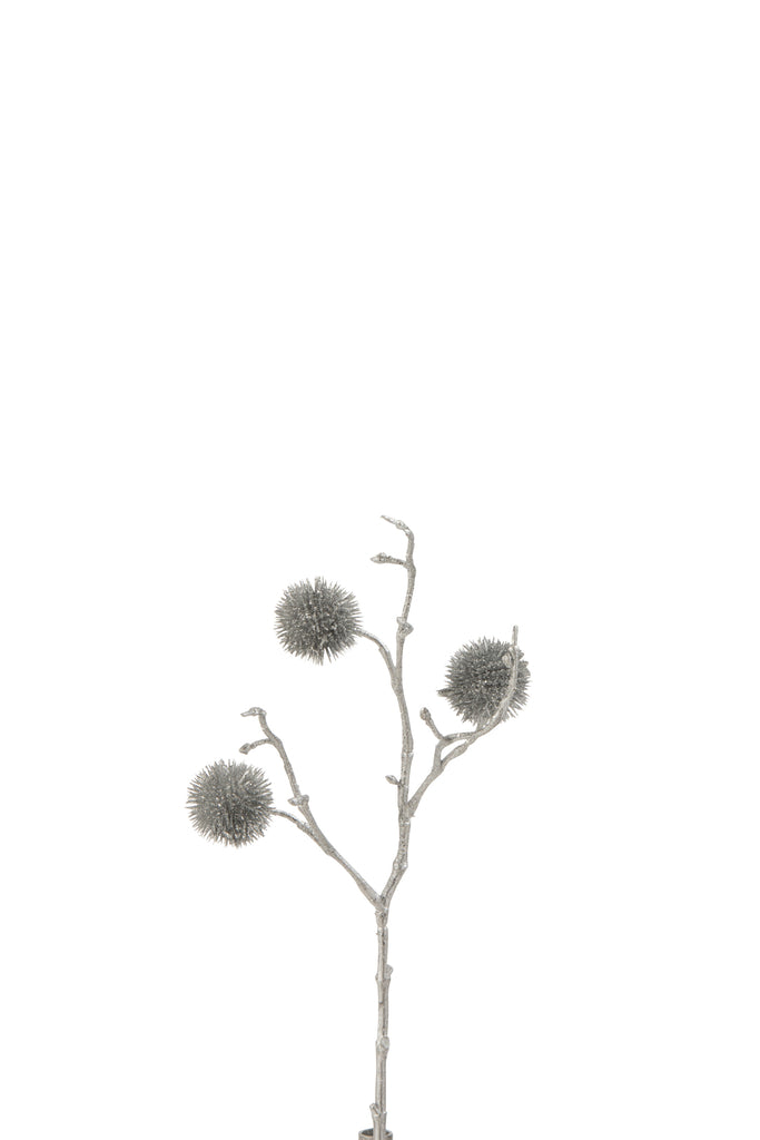 Branch Globe-Thistle 3 Parts Glitter Plastic Silver