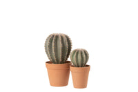 Cactus Ball Shaped+Pot Synthetic Material Green/Terracotta Large