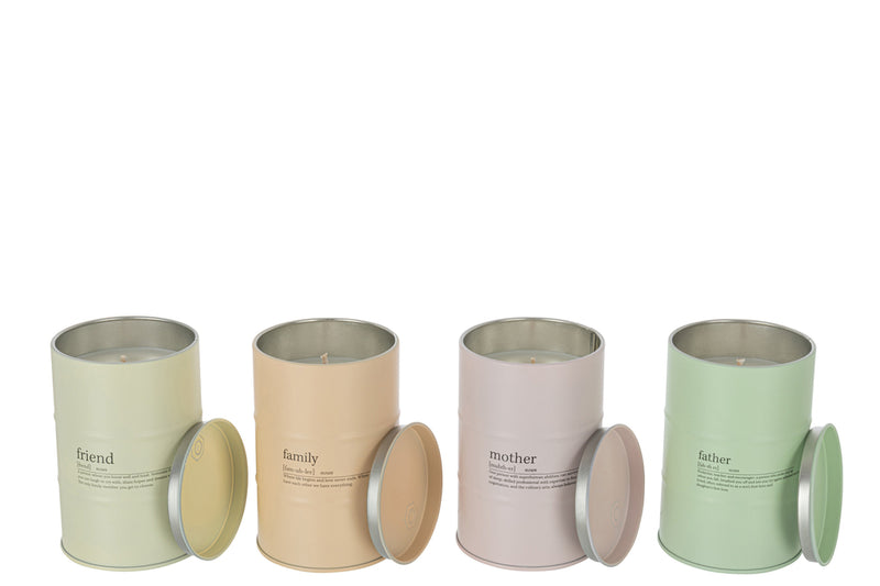 Candle Family Quote English-French Pastel 55-H Assortment Of 4