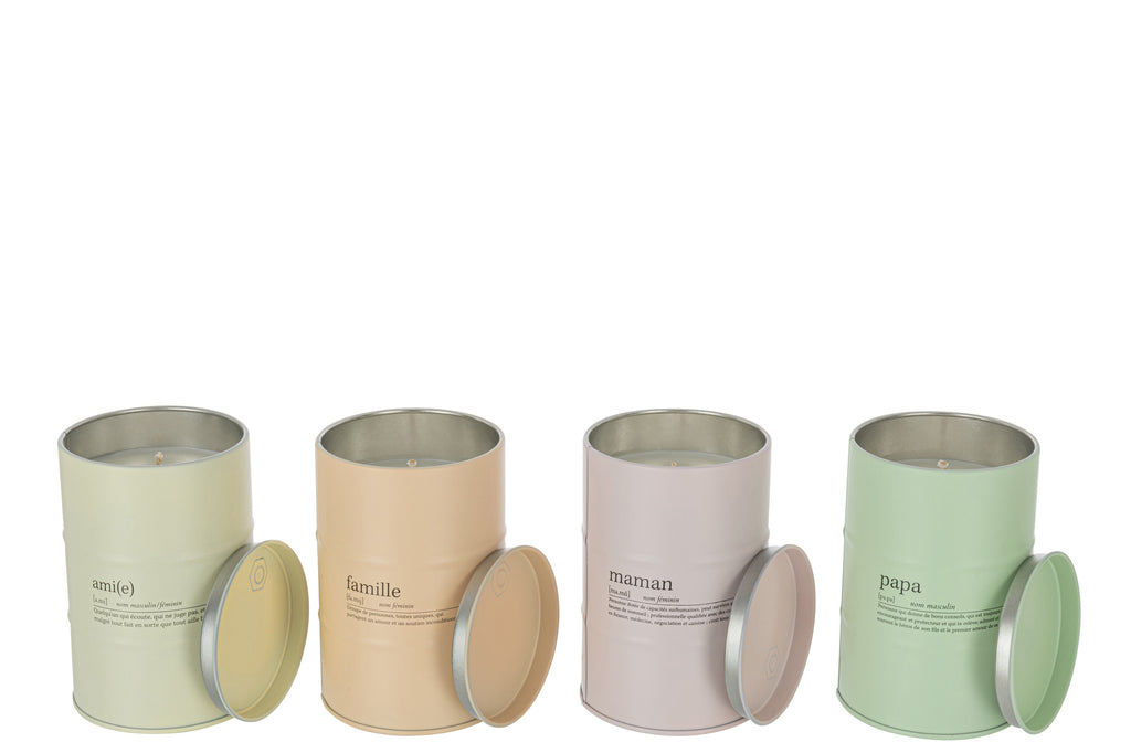 Candle Family Quote English-French Pastel 55-H Assortment Of 4