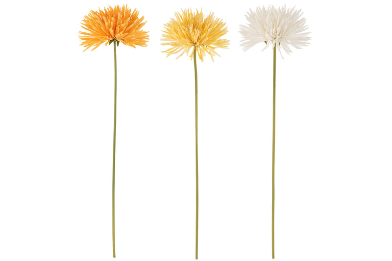 Chrysanthemum Plastic White Yellow Orange Assortment Of 3