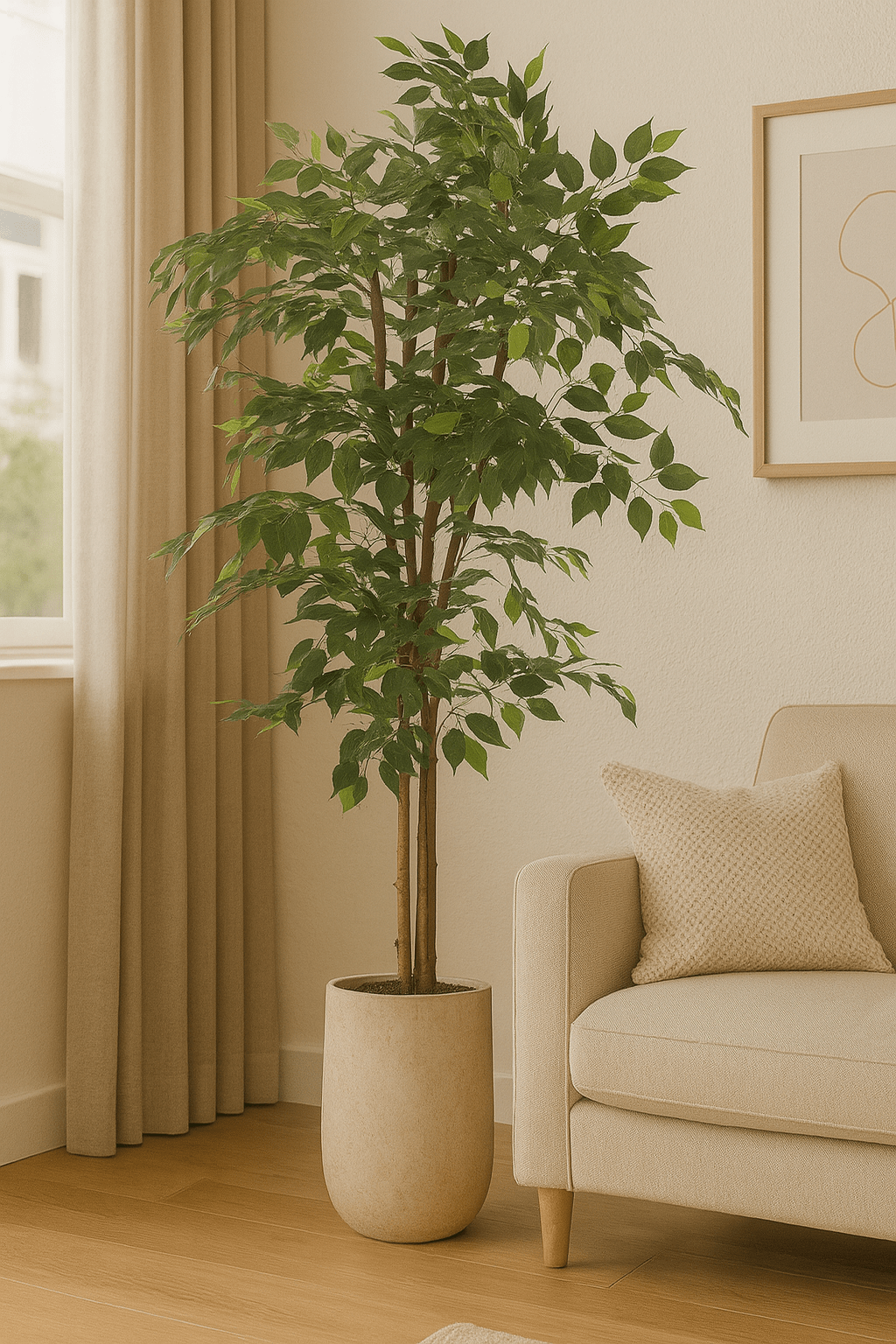 Ficus Tree Pot Artificial Green - Luxe zijden bloemen boeket - Kunstbloemen van Sharon Flowers