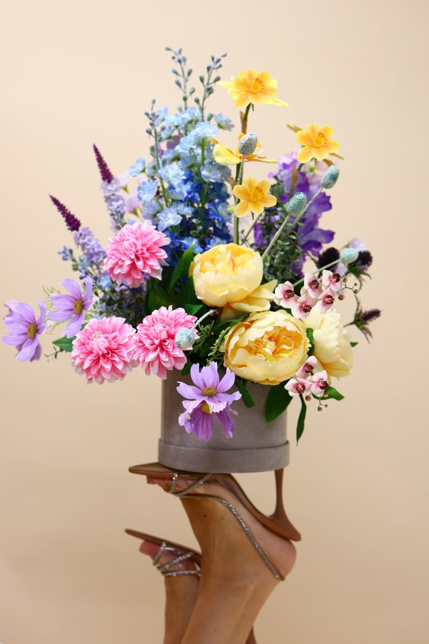Flowerbox - Pastel Dreams - Luxe zijden bloemen boeket - Kunstbloemen van Sharon Flowers