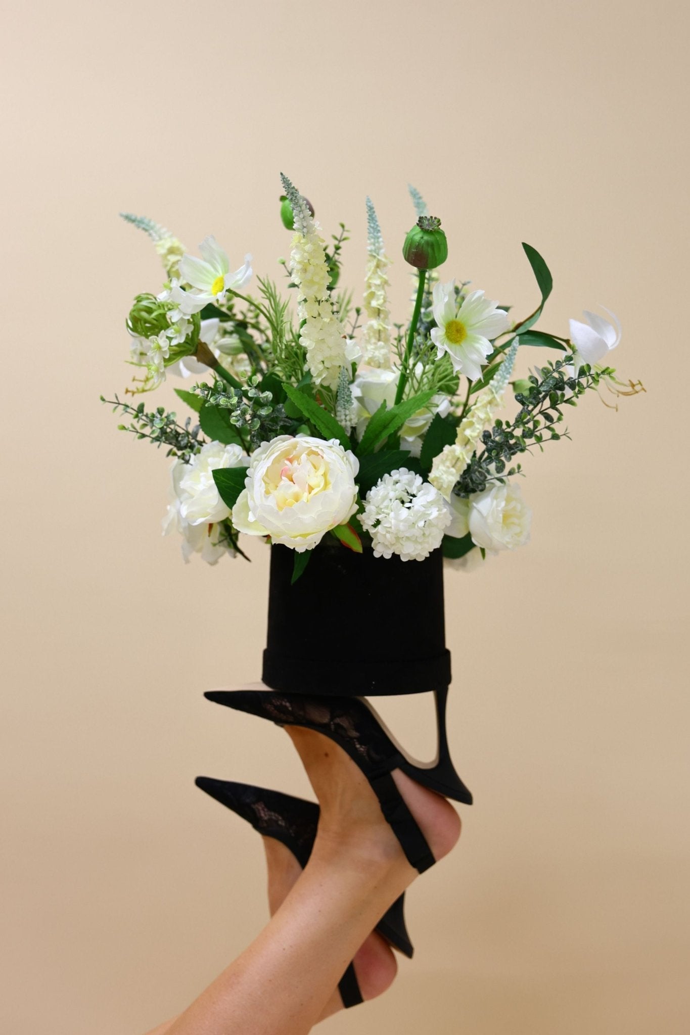 Flowerbox - Pure White - Klassiek - Luxe zijden bloemen boeket - Kunstbloemen van Sharon Flowers
