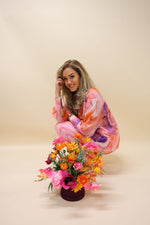 Flowerbox - Sunset Glow - Luxe zijden bloemen boeket - Kunstbloemen van Sharon Flowers