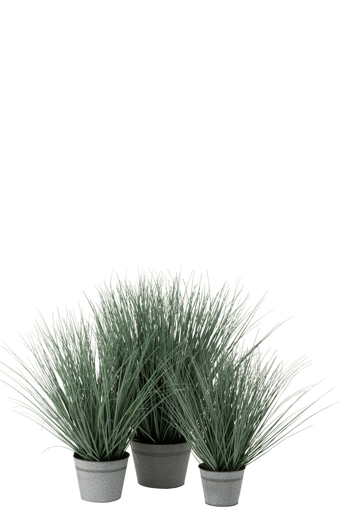 Grasses In Pot Metal Plastic Blue/Green Large