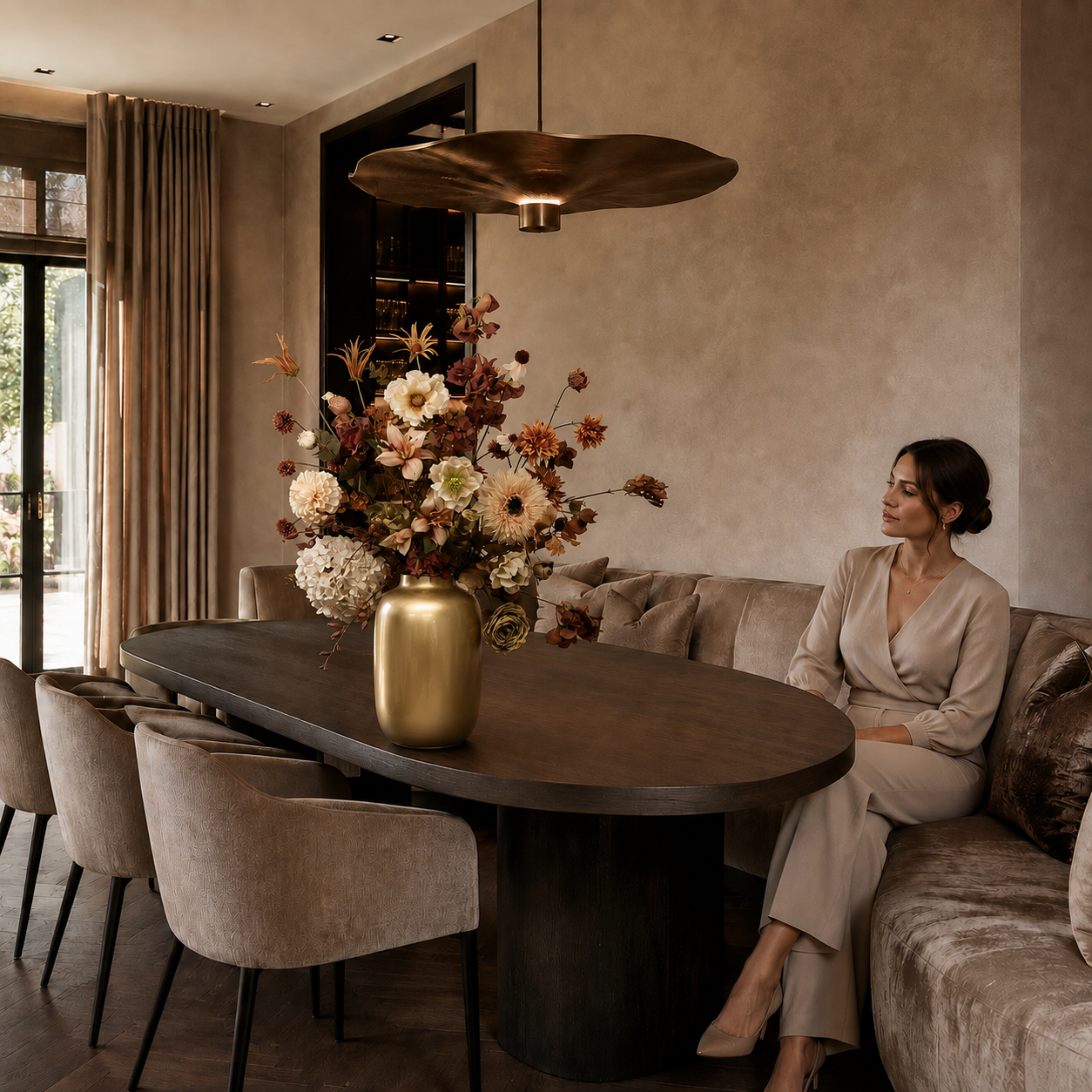 Groot zijden bloemen boeket van Sharon Flowers als luxe woondecoratie