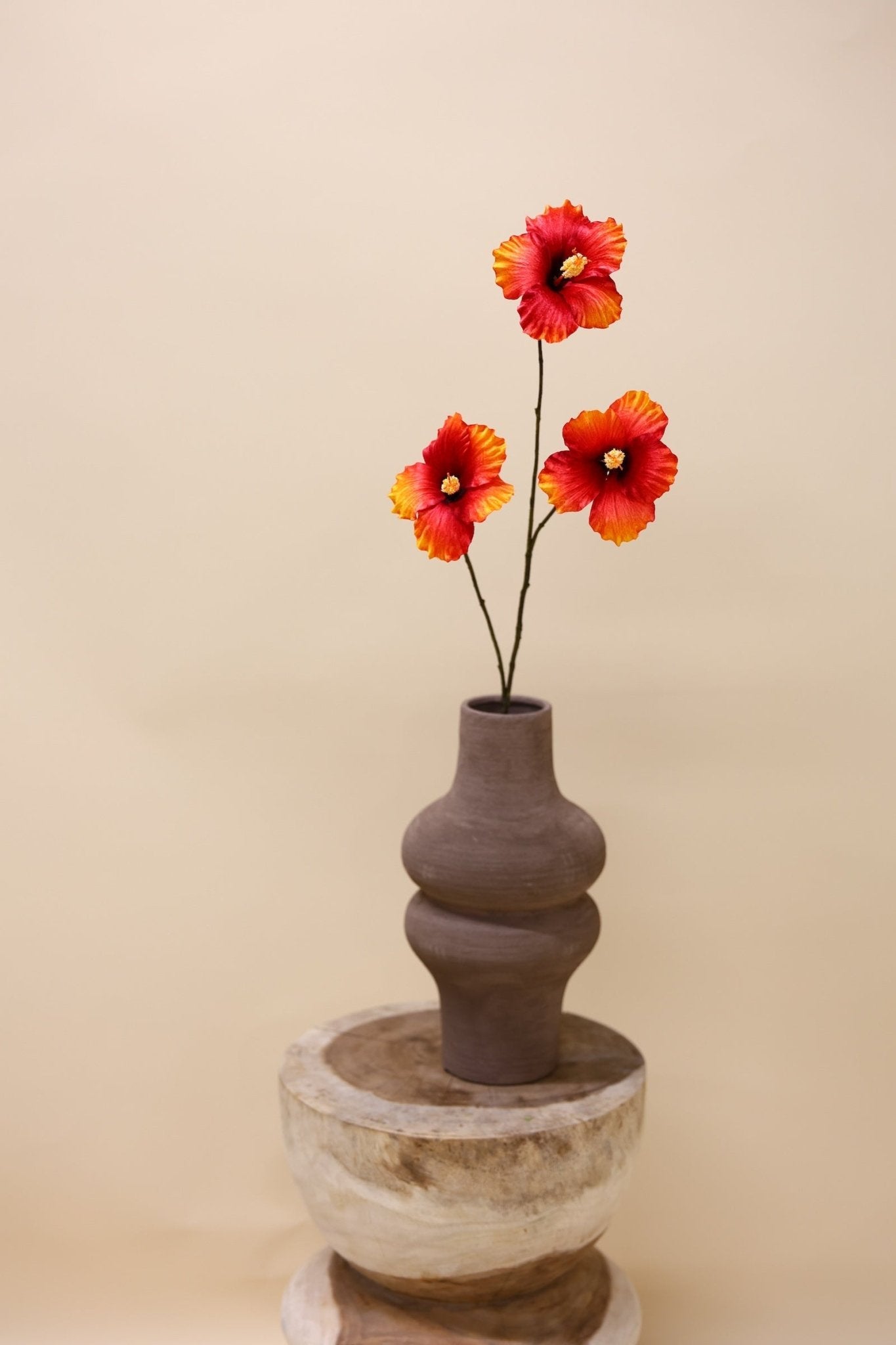 Hibiscus oranje 84 cm - Luxe zijden bloemen boeket - Kunstbloemen van Sharon Flowers