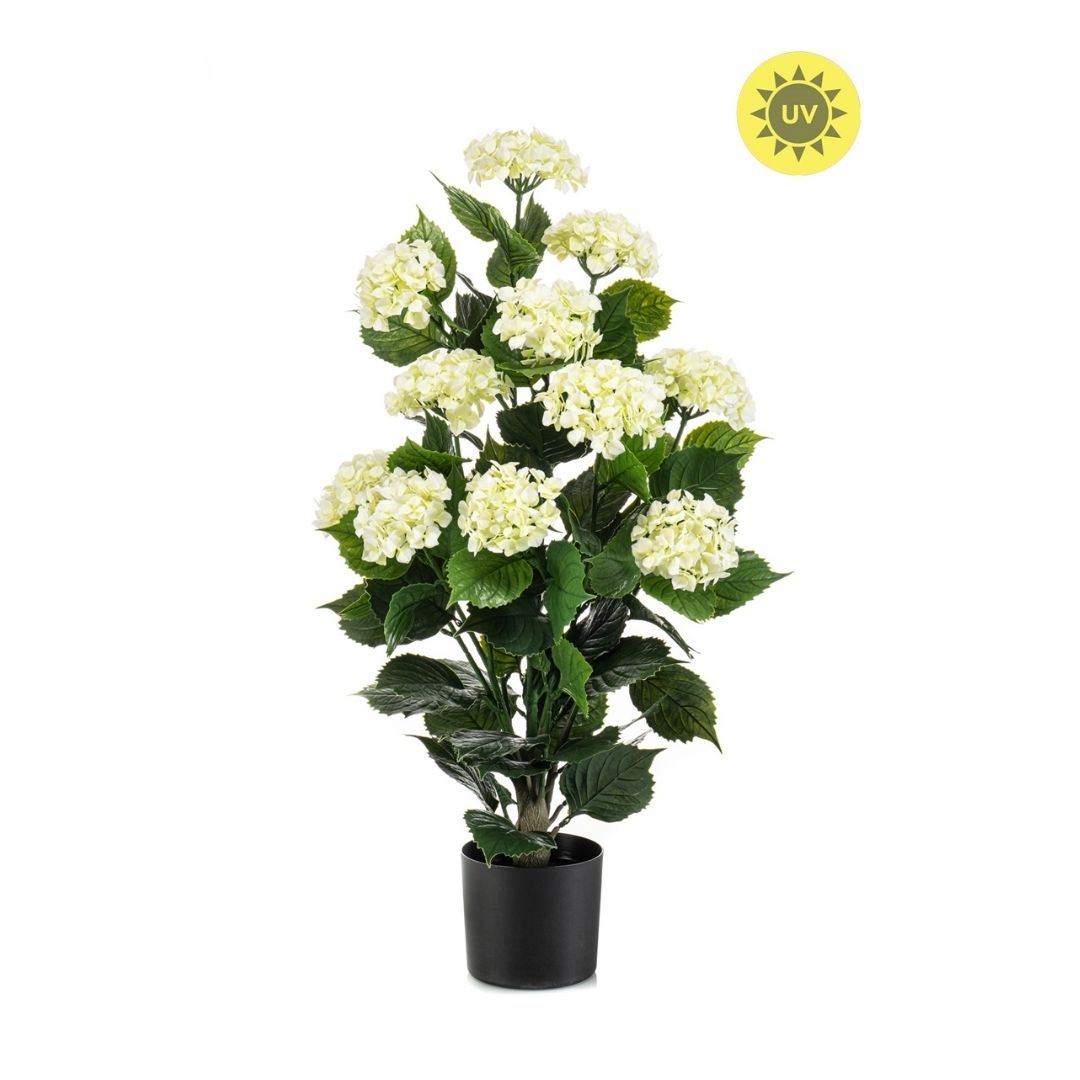 Hortensia zijden buitenplant wit 90cm - UV bestendig