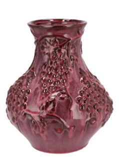 Inga grape purple vase active glaze 24x24x27cm - Luxe zijden bloemen boeket - Kunstbloemen van Sharon Flowers