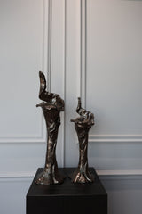 Kandelaar - Mataly Brass - M - Luxe zijden bloemen boeket - Kunstbloemen van Sharon Flowers