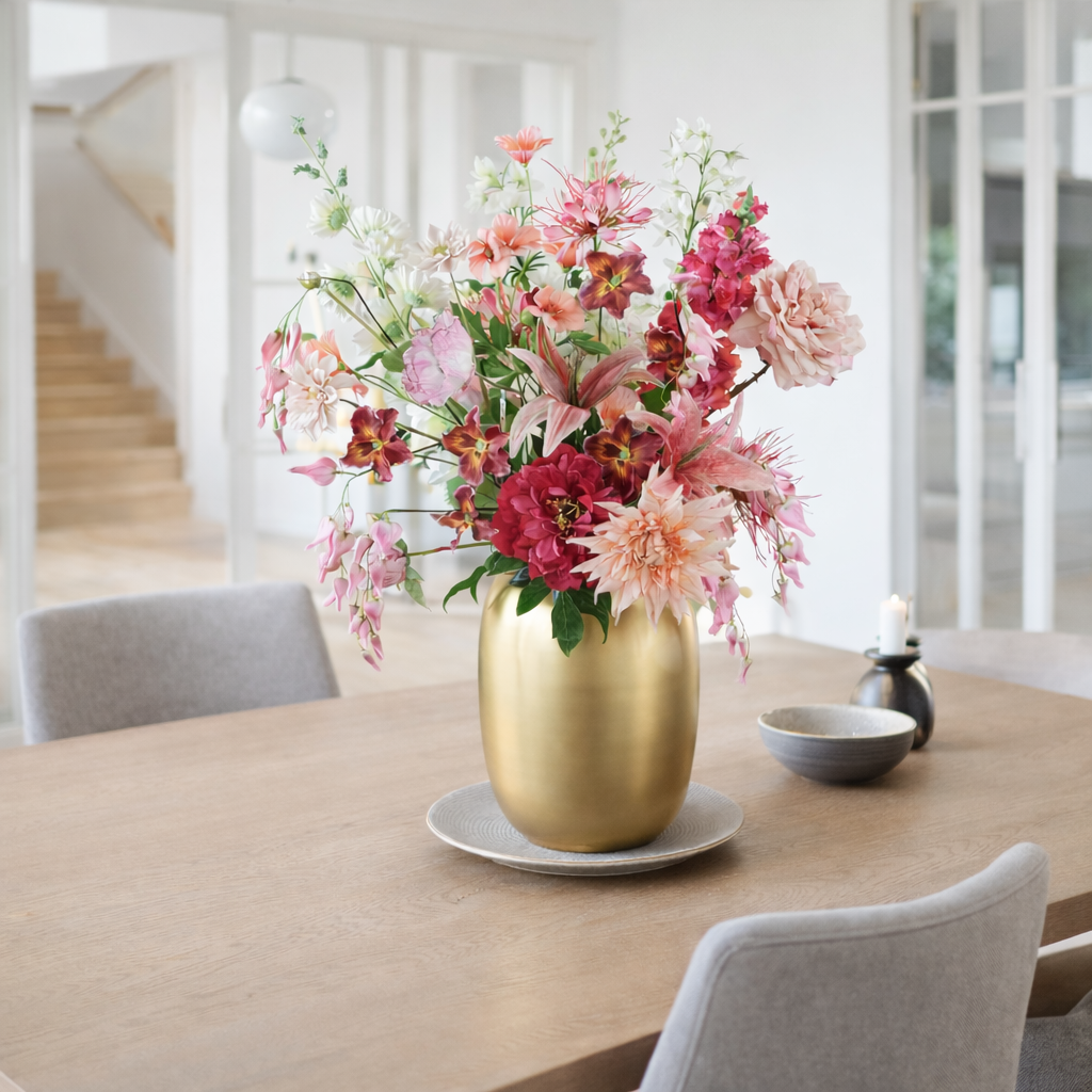kunstbloemen boeket roze tinten