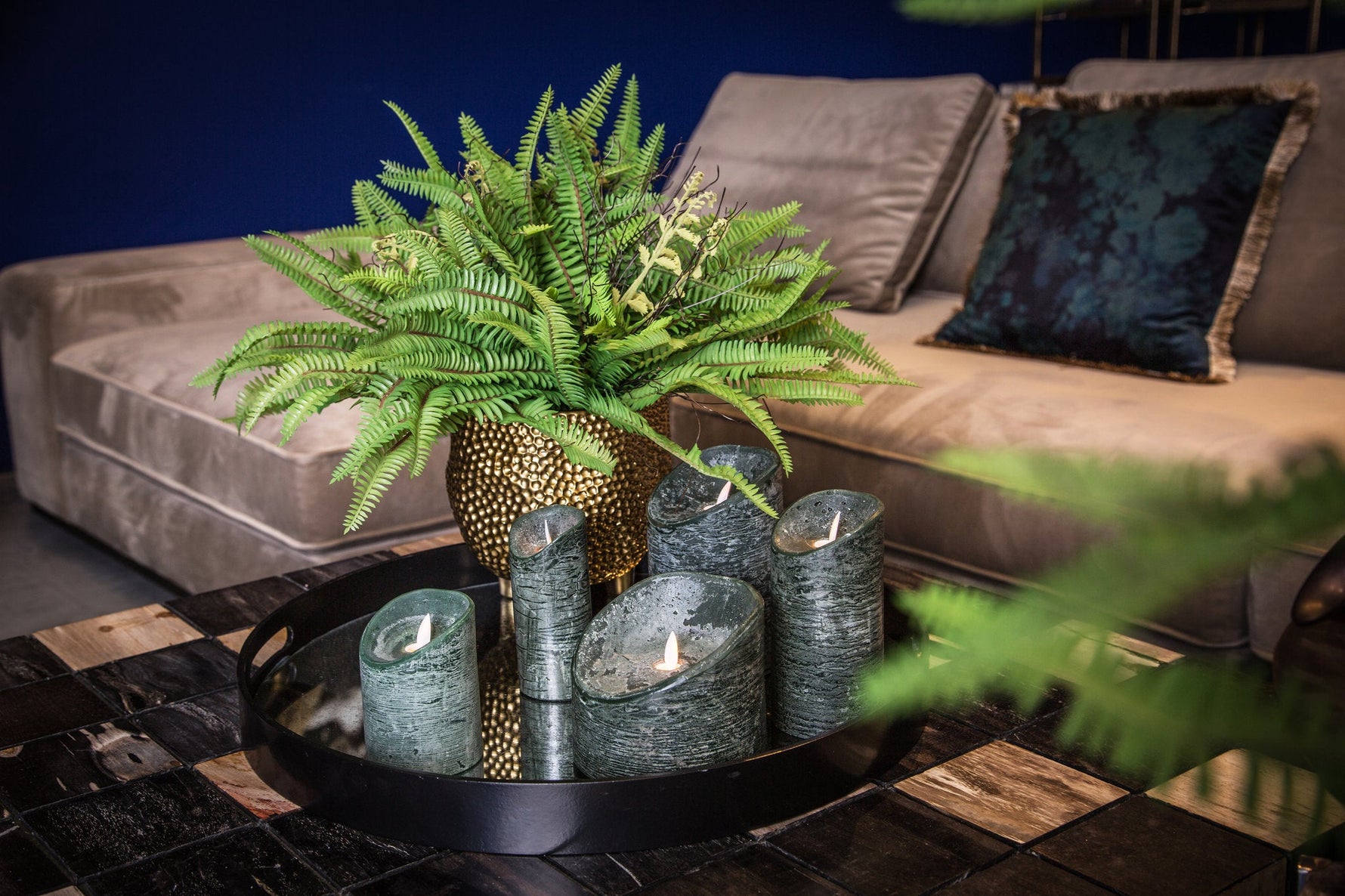 Led kaars Groen - PTMD - op battery - verschillende maten - Luxe zijden bloemen boeket - Kunstbloemen van Sharon Flowers