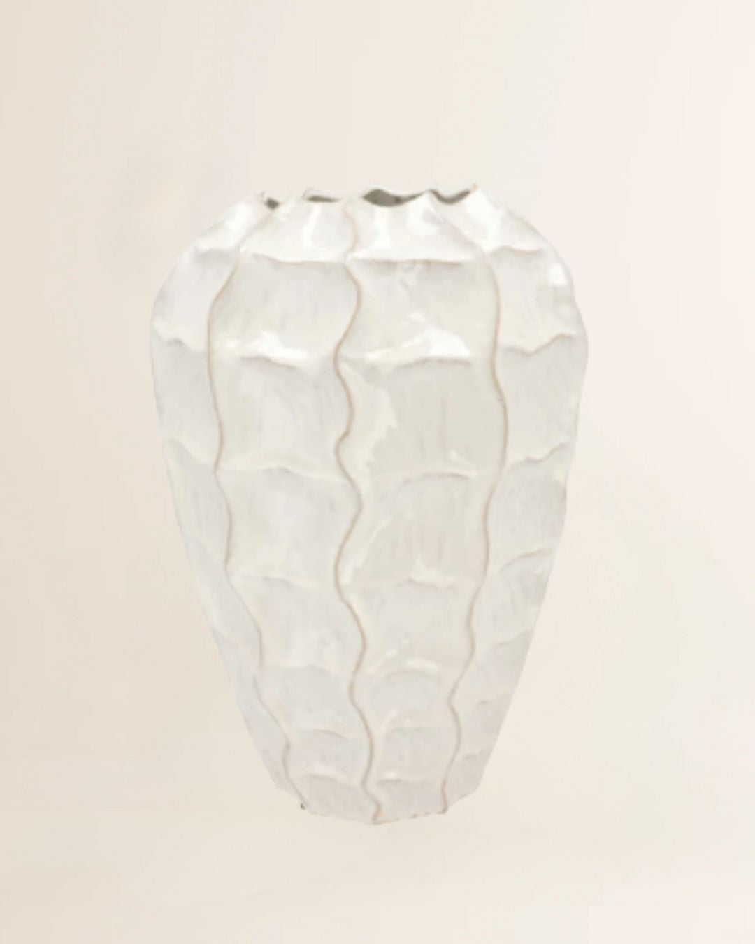 Lima white vase long carve - 2 maten