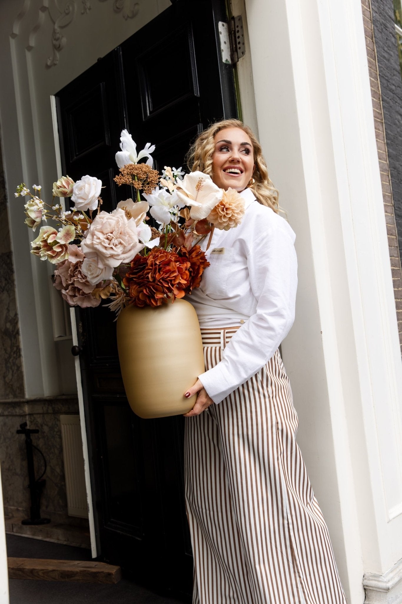 Nude Royaal - zijden boeket - Luxe zijden bloemen boeket - Kunstbloemen van Sharon Flowers