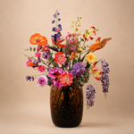 Zijden boeket Nude van Sharon Flowers met zachte crème, beige en natuurlijke tinten