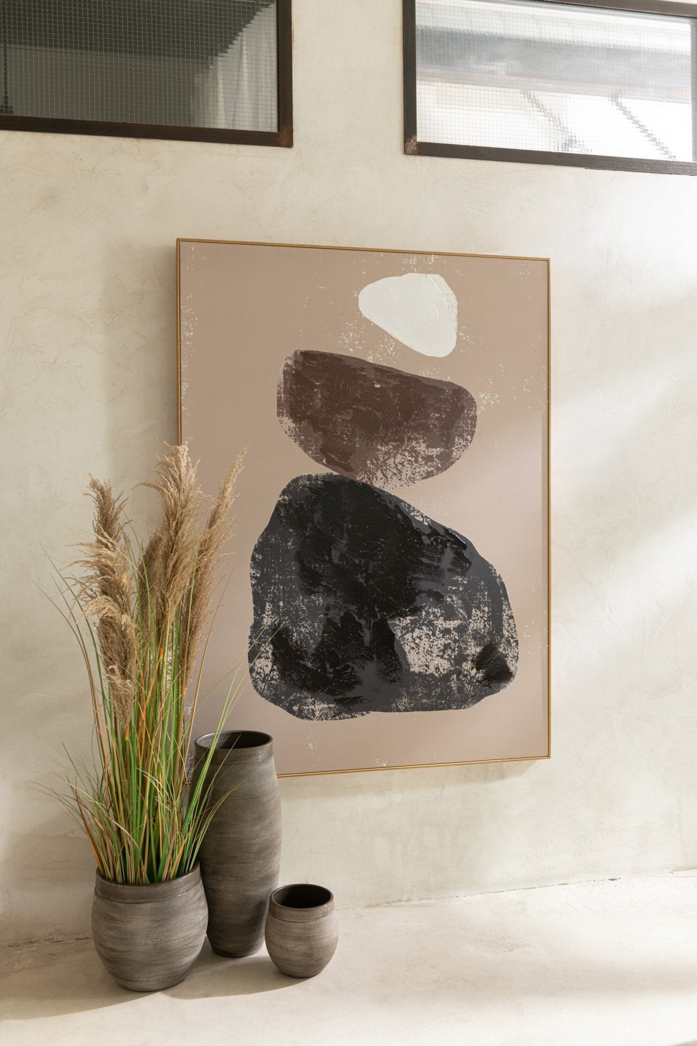 Pampas Grass 5 Heads In Pot Pvc Green/Beige Small - Luxe zijden bloemen boeket - Kunstbloemen van Sharon Flowers