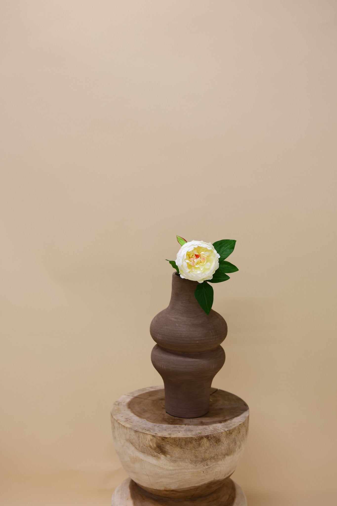 Pioenroos crème 36 cm - Luxe zijden bloemen boeket - Kunstbloemen van Sharon Flowers