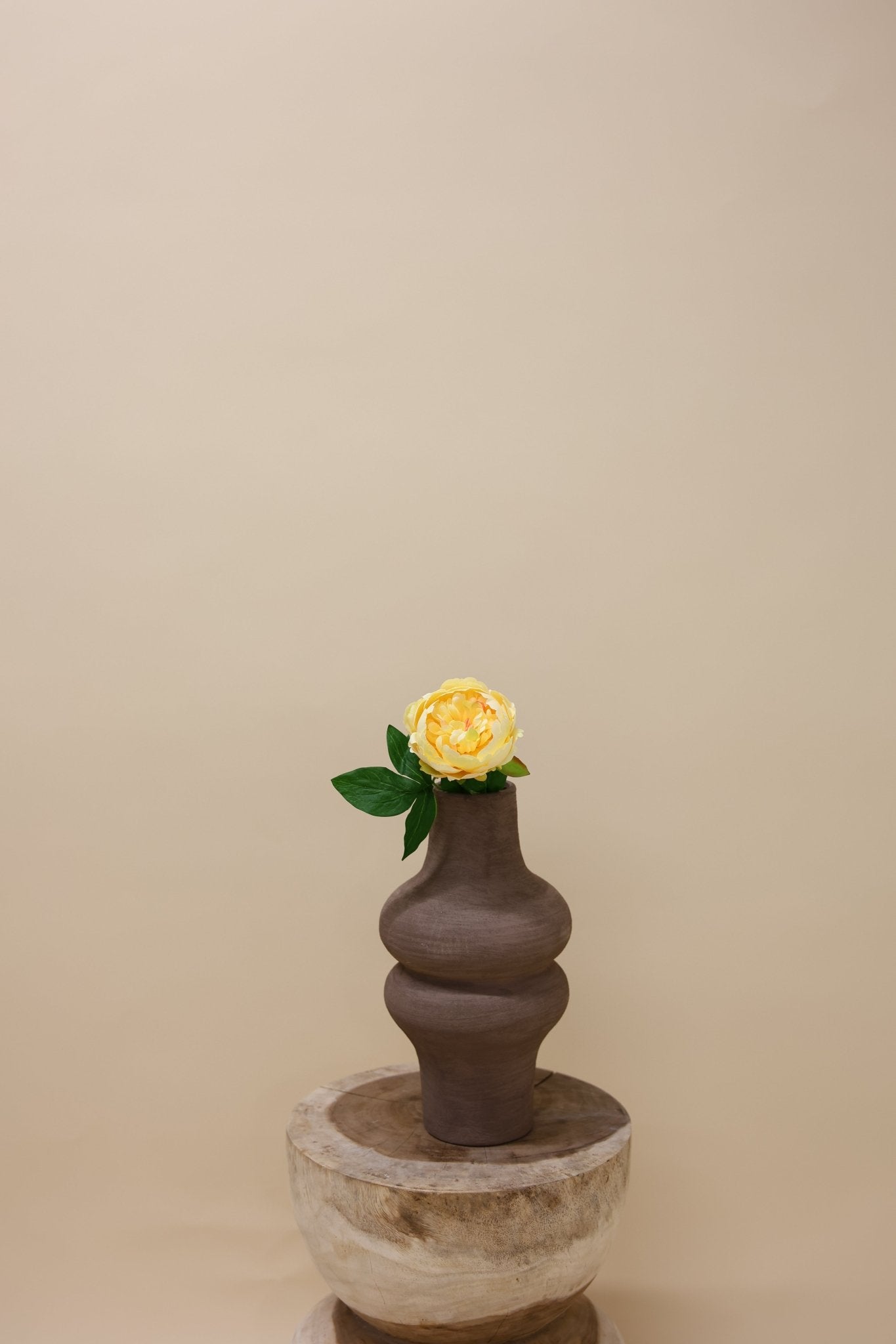 Pioenroos geel 36 cm - Luxe zijden bloemen boeket - Kunstbloemen van Sharon Flowers