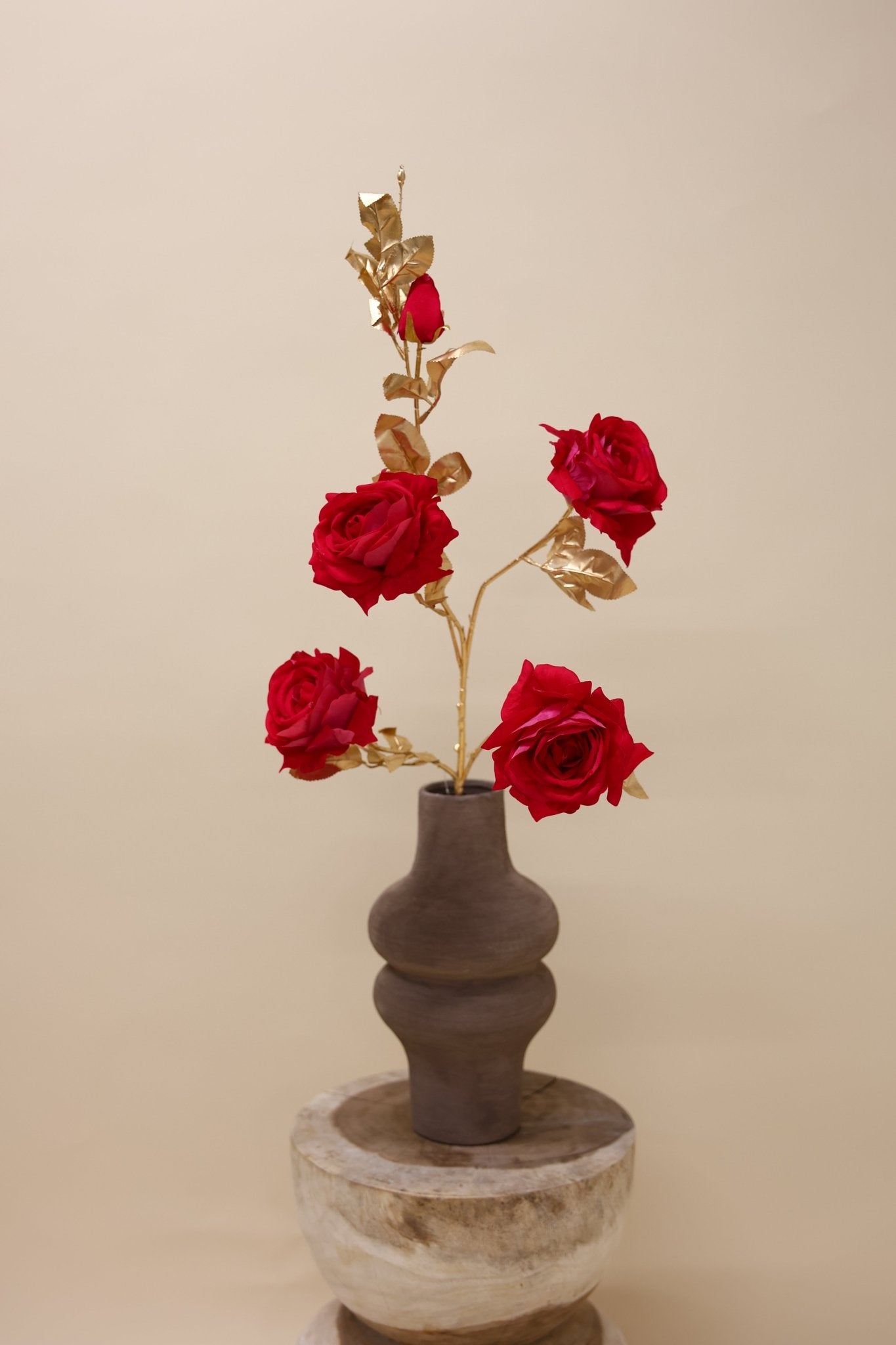 Roos Goldie 5x beauty 116 cm - Luxe zijden bloemen boeket - Kunstbloemen van Sharon Flowers