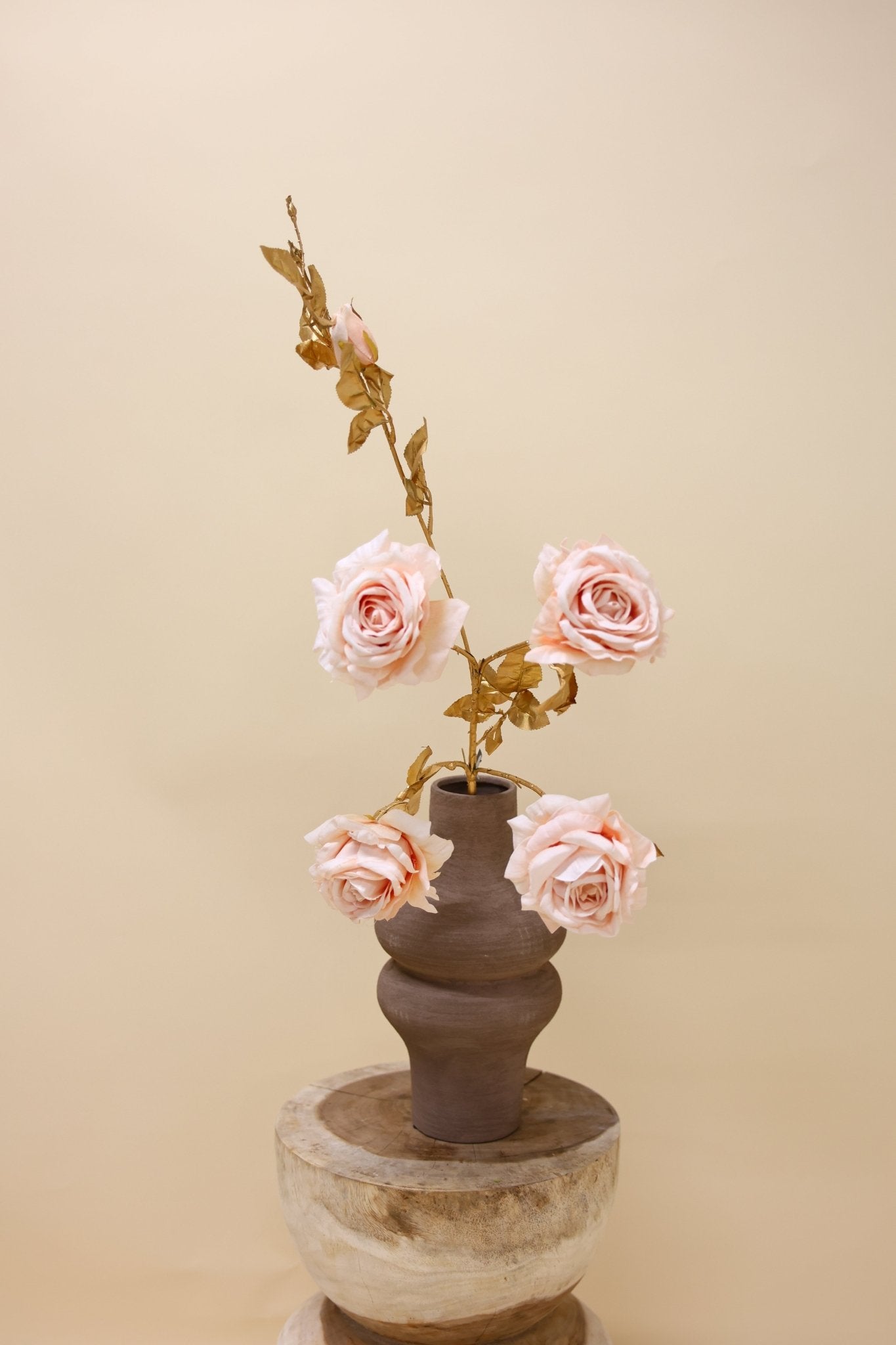 Roos Goldie 5x crème 116 cm - Luxe zijden bloemen boeket - Kunstbloemen van Sharon Flowers
