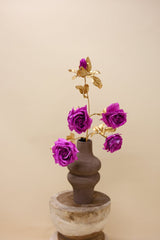 Roos Goldie 5x paars 116 cm - Luxe zijden bloemen boeket - Kunstbloemen van Sharon Flowers