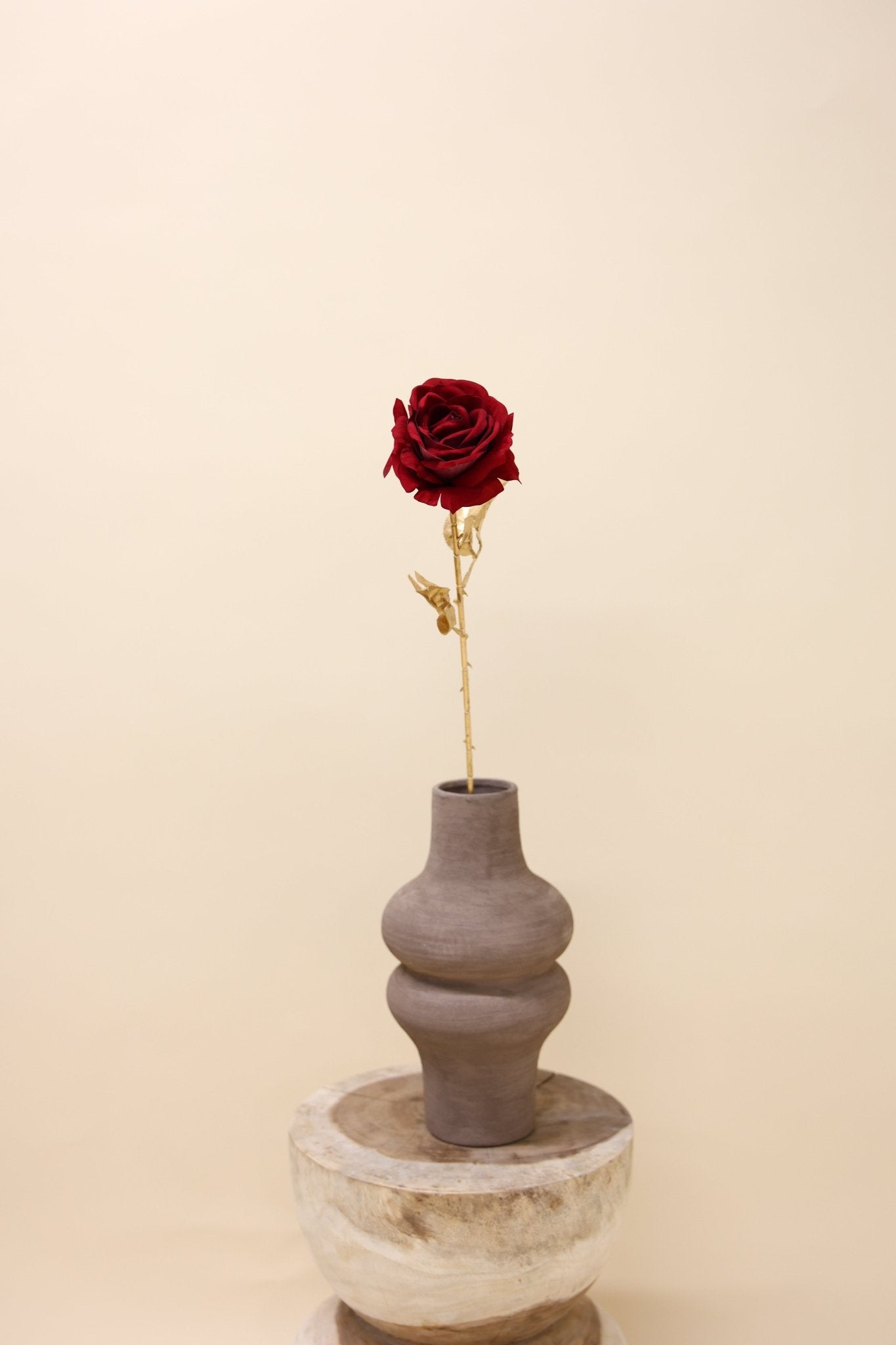 Roos Goldie donkerrood 75 cm - Luxe zijden bloemen boeket - Kunstbloemen van Sharon Flowers