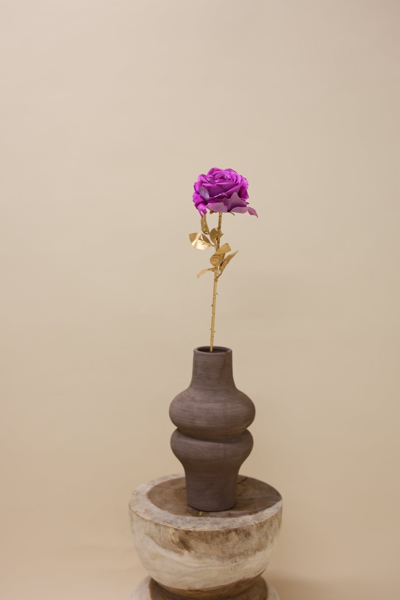Roos Goldie paars 75 cm - Luxe zijden bloemen boeket - Kunstbloemen van Sharon Flowers