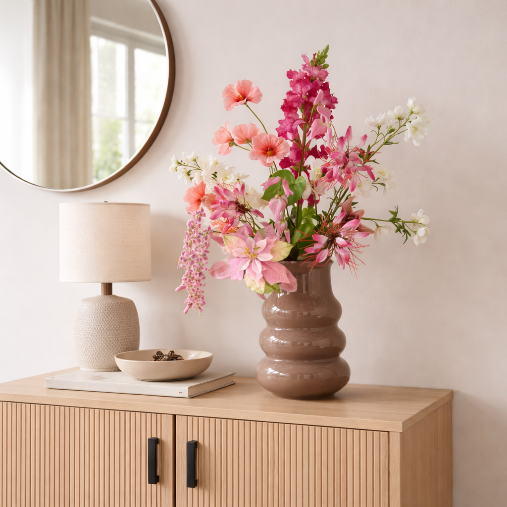roze kunstbloemen boeket