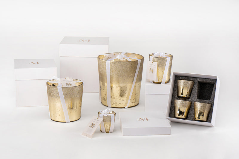 Scented Candle Deluxe Glass Gold Large