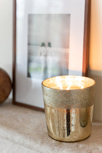 Scented Candle Deluxe Glass Gold Medium