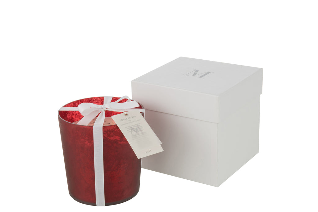 Scented Candle Deluxe Glass Red Medium-80H