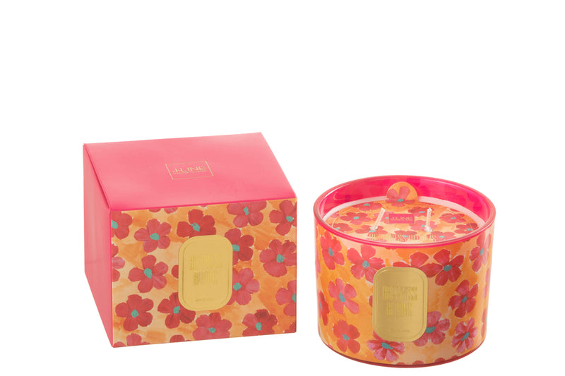 Scented Candle Flowers Orange/Red Small-30 Hours